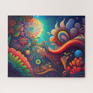 Colorful Abstract Psychedelic Flower Art Legpuzzel