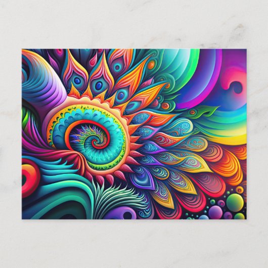 Colorful Abstract Psychedelic Flower Briefkaart (Voorkant)