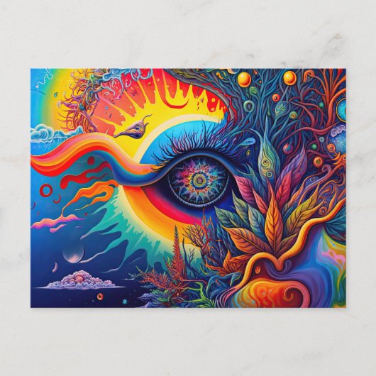 Colorful Abstract Psychedelic Seing Eye Spirit Briefkaart (Voorkant)