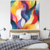 Colorful Abstract Rainbow Swirls Canvas Afdruk (Insitu (Slaapkamer))
