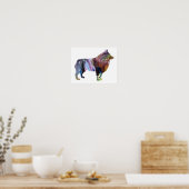 Colorful abstract Schipperke silhouette Poster (Keuken)