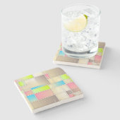 Colorful Abstract Squares Geometric Pattern Stenen Onderzetter (Zijkant)