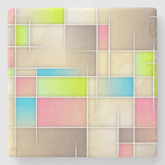 Colorful Abstract Squares Geometric Pattern Stenen Onderzetter (Voorkant)