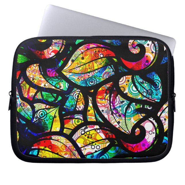 Colorful Abstract Swirls Pattern Laptop Sleeve (Voorkant)