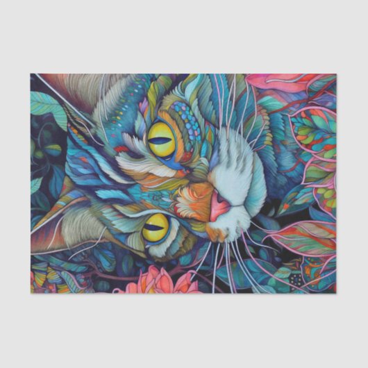 Colorful Abstract Tabby Cat Tissuepapier (Voorkant)
