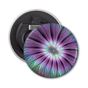 Colorful Abstract ventilatorroze blauw groen fract Button Flesopener