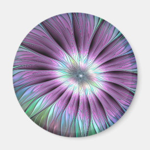 Colorful Abstract ventilatorroze blauw groen fract Magneet