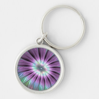 Colorful Abstract ventilatorroze blauw groen fract Sleutelhanger