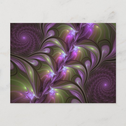 Colorful Abstract Violet Paars Khaki Fractal Art Briefkaart (Voorkant)