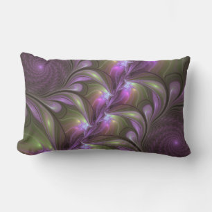 Colorful Abstract Violet Paars Khaki Fractal Art Buitenkussen