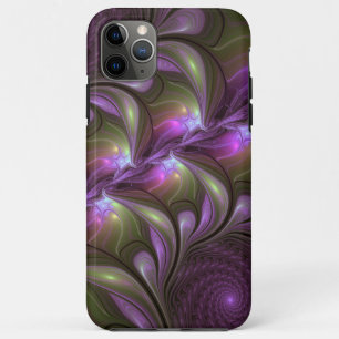 Colorful Abstract Violet Paars Khaki Fractal Art iPhone 11 Pro Max Hoesje