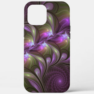 Colorful Abstract Violet Paars Khaki Fractal Art iPhone 12 Pro Max Hoesje