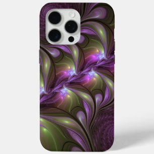 Colorful Abstract Violet Paars Khaki Fractal Art iPhone 15 Pro Max Hoesje
