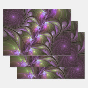 Colorful Abstract Violet Paars Khaki Fractal Art Inpakpapier Vel