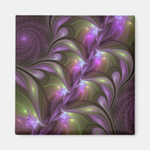 Colorful Abstract Violet Paars Khaki Fractal Art Magneet