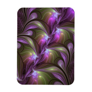 Colorful Abstract Violet Paars Khaki Fractal Art Magneet