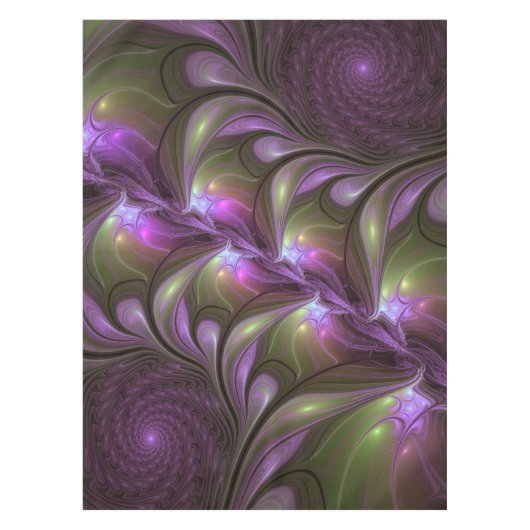 Colorful Abstract Violet Paars Khaki Fractal Art Tafelkleed (Voorkant)