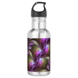 Colorful Abstract Violet Paars Khaki Fractal Art Waterfles