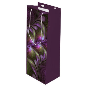 Colorful Abstract Violet Paars Khaki Fractal Art Wijn Cadeautas