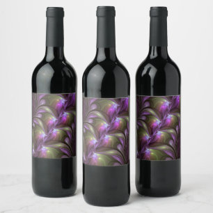 Colorful Abstract Violet Paars Khaki Fractal Art Wijn Etiket