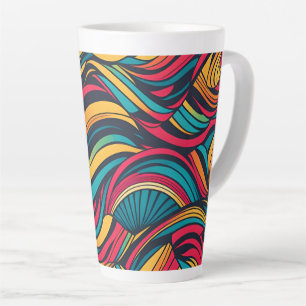 Colorful Abstract Wave Patroon Latte Mok
