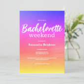 Colorful Abstract Weekend Bachelorette  Invitation (Debout devant)