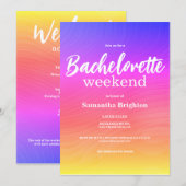 Colorful Abstract Weekend Bachelorette  Invitation (Devant / Derrière)