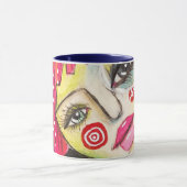 Colorful Abstract Whimsical Face Quirky Artistic Mok (Midden)