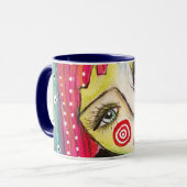 Colorful Abstract Whimsical Face Quirky Artistic Mok (Voorkant links)