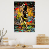 Colorful Abstract Woman Dancing Poster (Keuken)