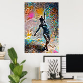 Colorful Abstract Woman Dancing Poster (Thuiskantoor)