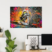 Colorful Abstract Yoga Pose Poster (Thuiskantoor)