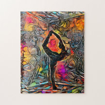 Colorful Abstract Yoga Pose | Uitdagende hard Jig
