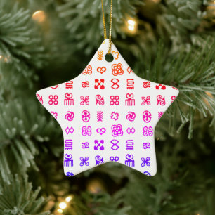 Colorful Adinkra African Symbols Ceramic Ornament