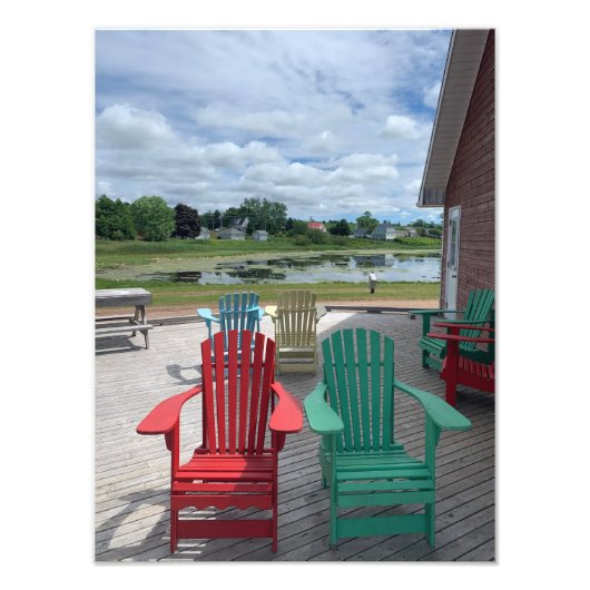 Colorful Adirondack Chairs Foto Afdruk (Voorkant)