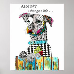Colorful Adopt a Dog Poster - 16" x 20"