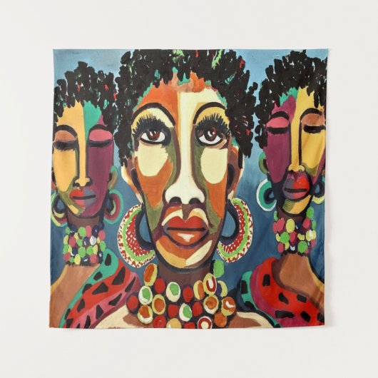 Colorful African Art Tapestry Wandkleed (Voorkant)