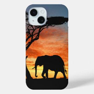 Colorful African Safari Sunset Elephant Silhouette