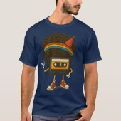 Colorful Afro Cassette Character Sticker T-shirt (Voorkant)