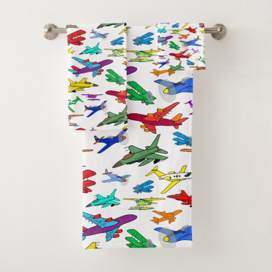 Colorful Airplanes Pattern Bad Handdoek (Insitu)
