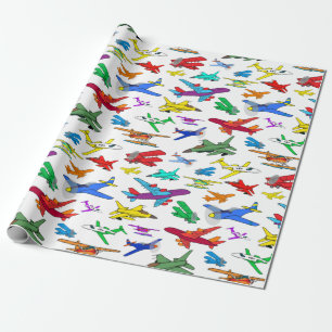 Colorful Airplanes Pattern Cadeaupapier