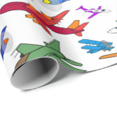 Colorful Airplanes Pattern Cadeaupapier (Rol Hoek)