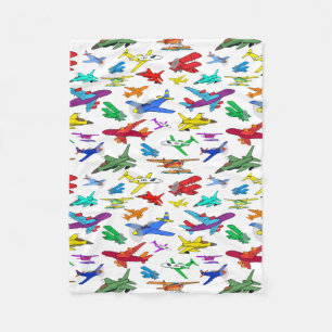 Colorful Airplanes Pattern Fleece Deken