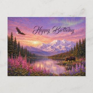 Colorful Alaska Landscape Birthday Briefkaart
