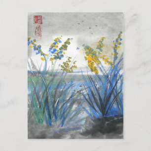 Colorful Alien Flowers Art Briefkaart