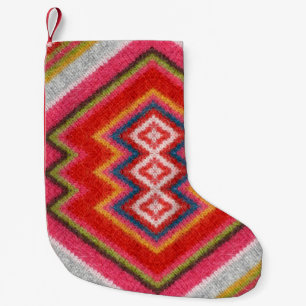 Colorful alpaca mohair sweater ornament closeup. kleine kerstsok