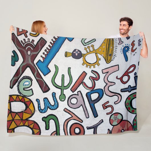 Colorful Alphabet Fleece Blanket Deken (In situ)