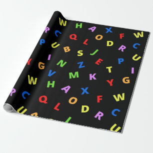 Colorful Alphabet op zwarte achtergrond Cadeaupapier