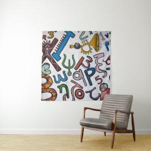 Colorful Alphabet Tapestry Wandkleed