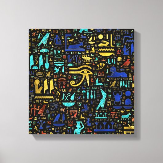 Colorful Ancient Egyptian hieroglyphic patroon Canvas Afdruk (Voorkant)